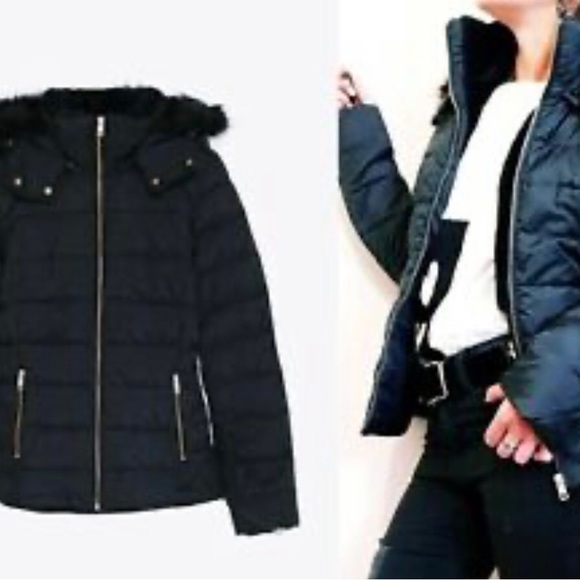 NWT. ZARA OUTERWEAR BLACK WOMENS WINTER PUFFER COAT SIZE M !! - Picture 2 of 14
